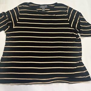 Lane Bryant Black and Cream Striped Tee